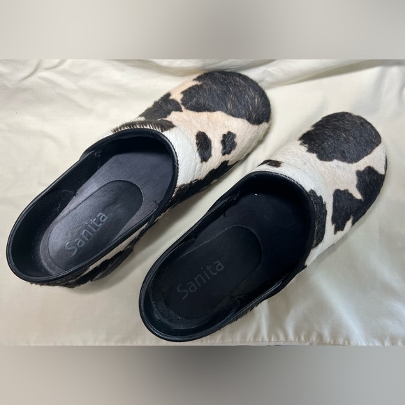 Sanita Shoes - Sanita Cow Hair wood heel Clogs
